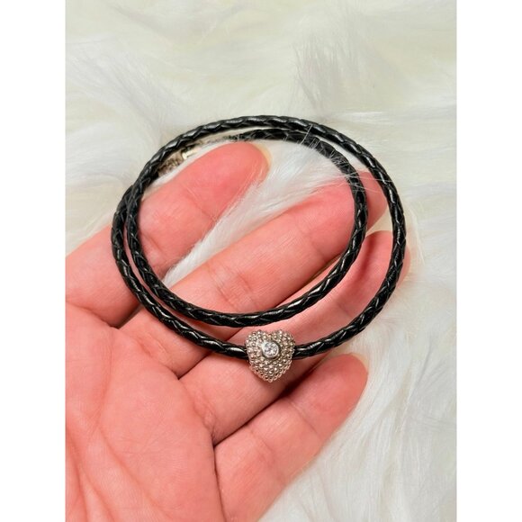 Pandora Black Cord W/ Unbranded Heart Charm - Picture 5 of 5
